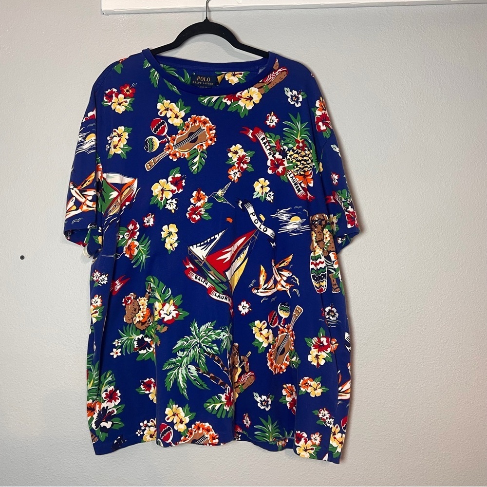 Polo by Ralph Lauren Aloha Bear Short Sleeve Shirt Size XXL Blue Tropical - Picture 3 of 12